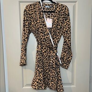 Missguided Animal Print Long Sleeve Dress